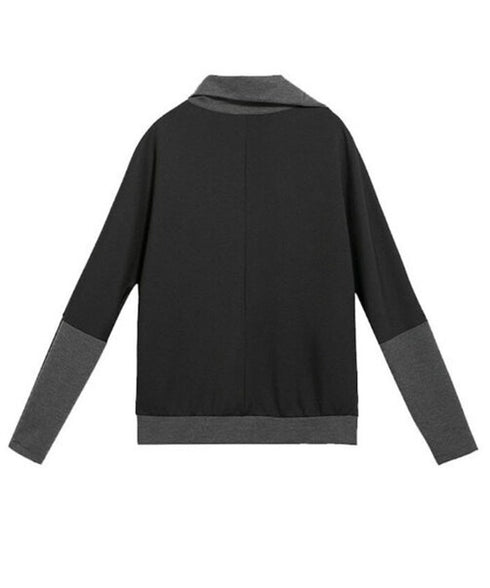 Contrast Panel Zip Collar Pullover